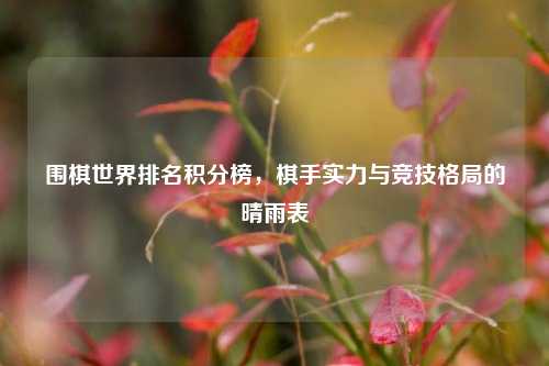 围棋世界排名积分榜,棋手实力与竞技格局的晴雨表 围棋世界排名积分榜,棋手实力与竞技格局的晴雨表