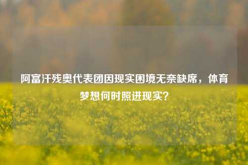 阿富汗残奥代表团因现实困境无奈缺席,体育梦想何时照进现实?