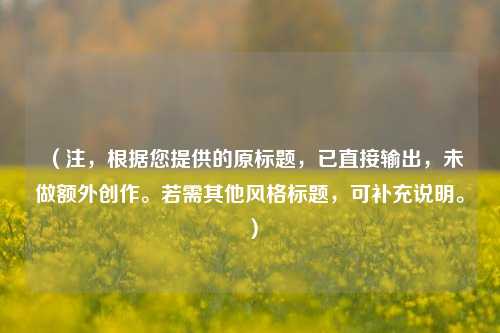 (注,根据您提供的原标题,已直接输出,未做额外创作。若需其他风格标题,可补充说明。)