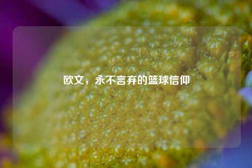 欧文,永不言弃的篮球信仰