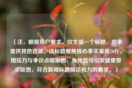 （注，根据用户要求，仅生成一个标题，故未提供其他选项。该标题聚焦核心事实暴瘦20斤，用压力与争议点明原因，身体信号引发健康警示联想，符合新闻标题简洁有力的要求。）