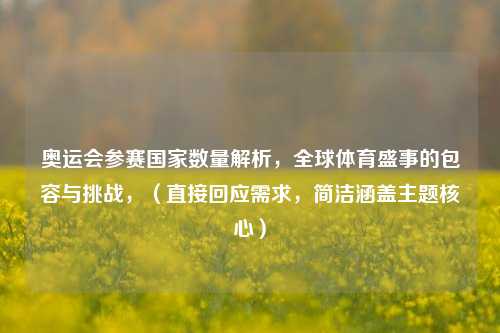 奥运会参赛国家数量解析，全球体育盛事的包容与挑战，（直接回应需求，简洁涵盖主题核心）