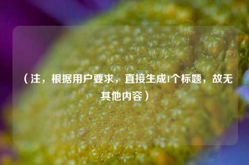 (注,根据用户要求,直接生成1个标题,故无其他内容)