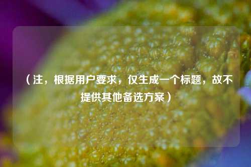 （注，根据用户要求，仅生成一个标题，故不提供其他备选方案）